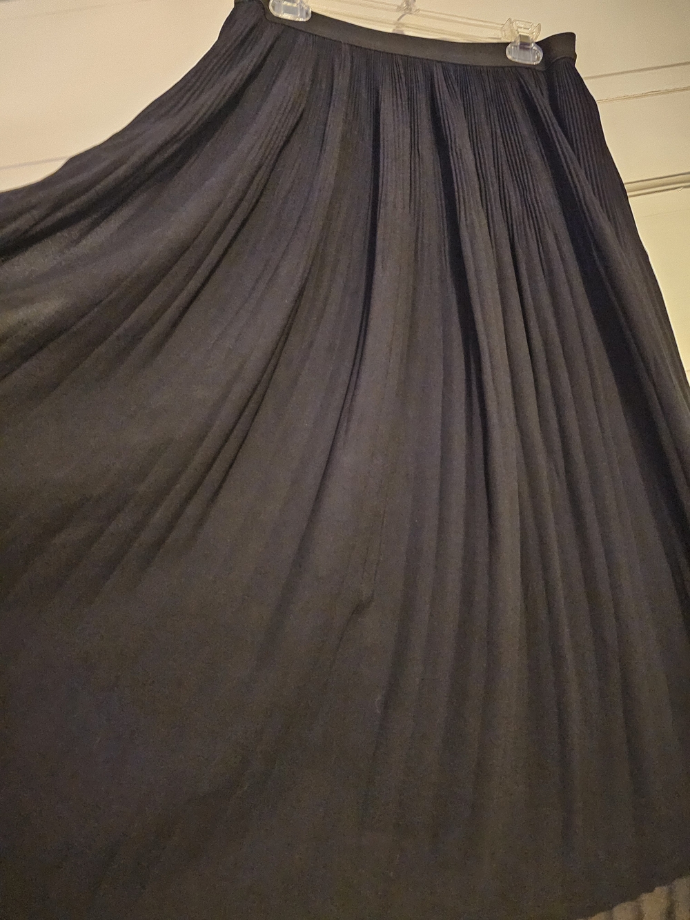 NY Collection Black Pleated Chiffon Maxi Skirt Size Large